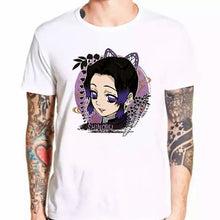 Load image into Gallery viewer, Anime Kimetsu No Yaiba White Cartoon Print T-shirt Male Hip Hop Oversize Top Harajuku Demon Slayer Unisex T Shirt Men Tee Tshirt
