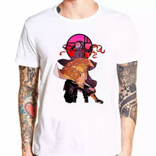Load image into Gallery viewer, Anime Kimetsu No Yaiba White Cartoon Print T-shirt Male Hip Hop Oversize Top Harajuku Demon Slayer Unisex T Shirt Men Tee Tshirt
